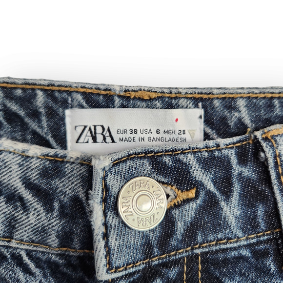 Zara 80s Inspired High Waisted Acid Washed Mom Jeans 6 - Picture 7 of 8